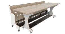 Hoogzit tafel L220 x B64 cm Wit Grey craft oak met bank Tangara Groothandel voor de Kinderopvang Kinderdagverblijfinrichting8